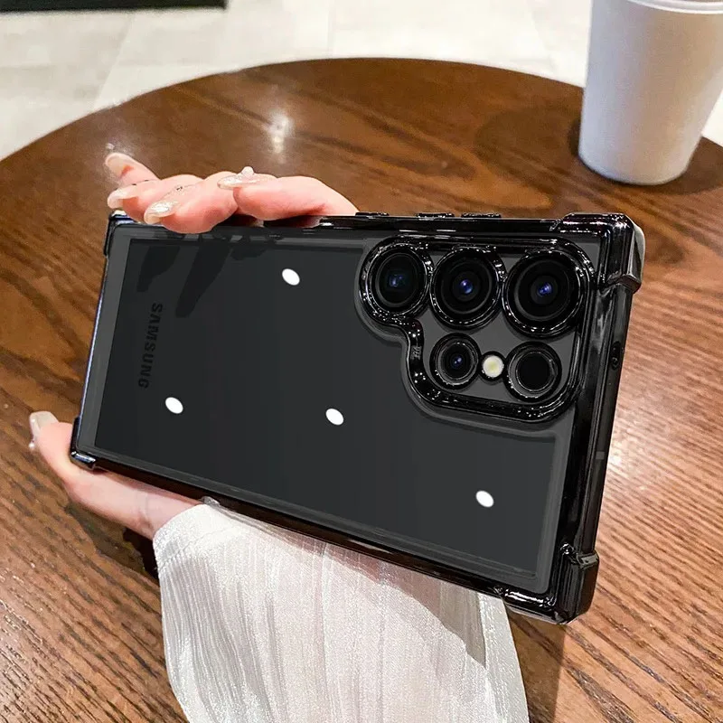 Luxury Plating Shockproof Clear Case with Hard Acrylic Hybrid Bumper Cover