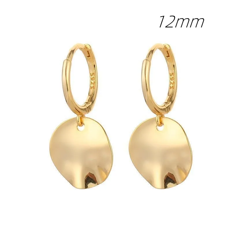 Silver Color Glossy Round Pendant Hoop Earrings for Women New Fashion Dangle Earring Party Jewelry Accessories серьги женские