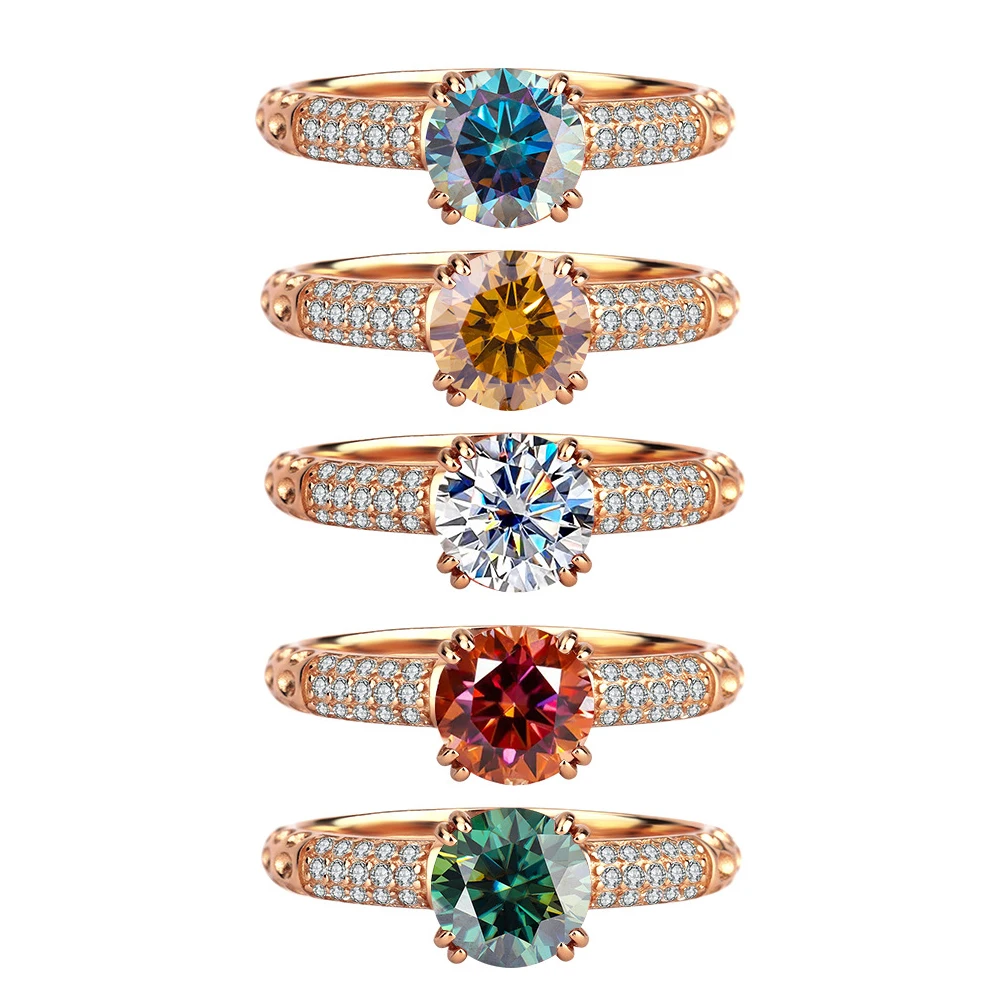 

Однотонное кольцо из стерлингового серебра 925 пробы с разноцветным искусственным Кольцом 1 карат, ювелирные изделия для женщин, обручальные кольца