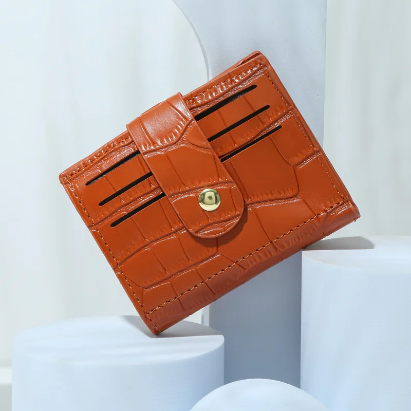 Trendy Female Short Wallet PU Material Handbag Crocodile Print Minimalist