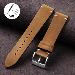 Premium Leather Watch Band in Various Sizes - Cowhide Oil Wax Strap for Smartwatches, Unisex Design (Light Brown)