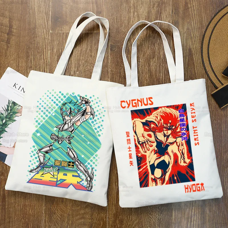 

Saint Seiya Shopper Bag Print Knights of The Zodiac Canvas Tote Bag Handbags Seya Anime Bag Harajuku Shoulder Bags