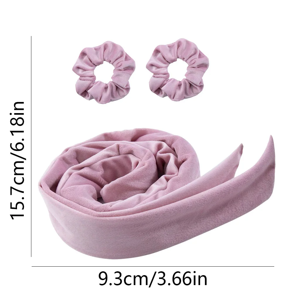 3pcs Satin Heatless Curling Set Extra Long Heatless Velour Curling Rod Headband Women No Heat Soft Cotton Ribbon Kit