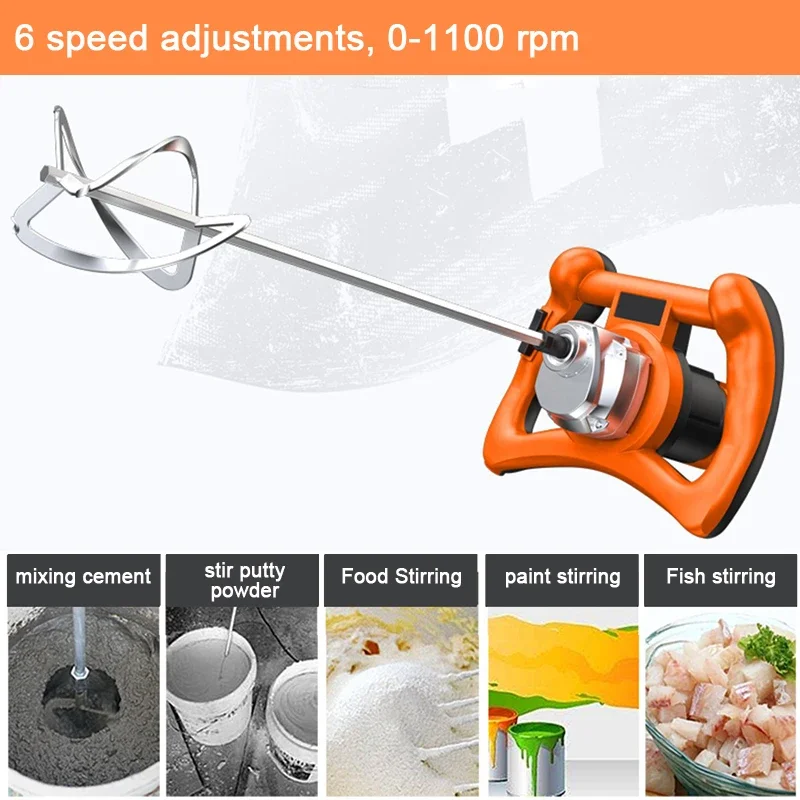 220V Electric Cement Mixer Paint Cement Plaster Mortar Mixing Machine Coating Mixer High Power with 6 Gear Adjustable Speed 3