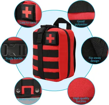 1pc EMT Pouch, Rip Away Molle Medical Pouches Tear-Away First Aid Kit Emergency Survival Bag for Travel Outdoor Hiking 2