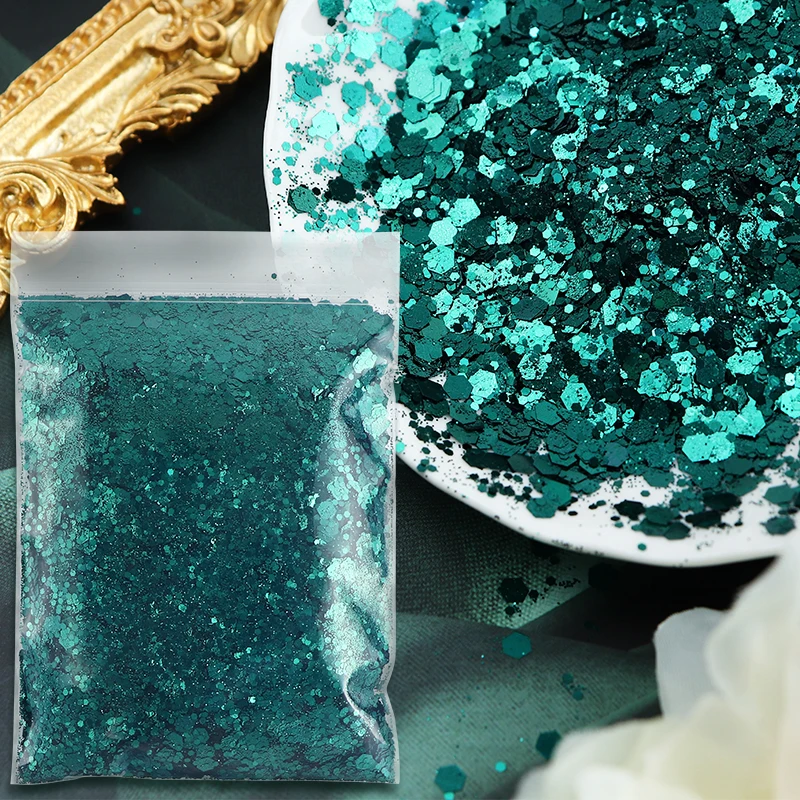 50g/bag Mixed Hexagon Resin Filling Chunky Glitter For Epoxy Resin Filler  UV Silicone Mold Mermaid Sequins Resin Pigment Powder