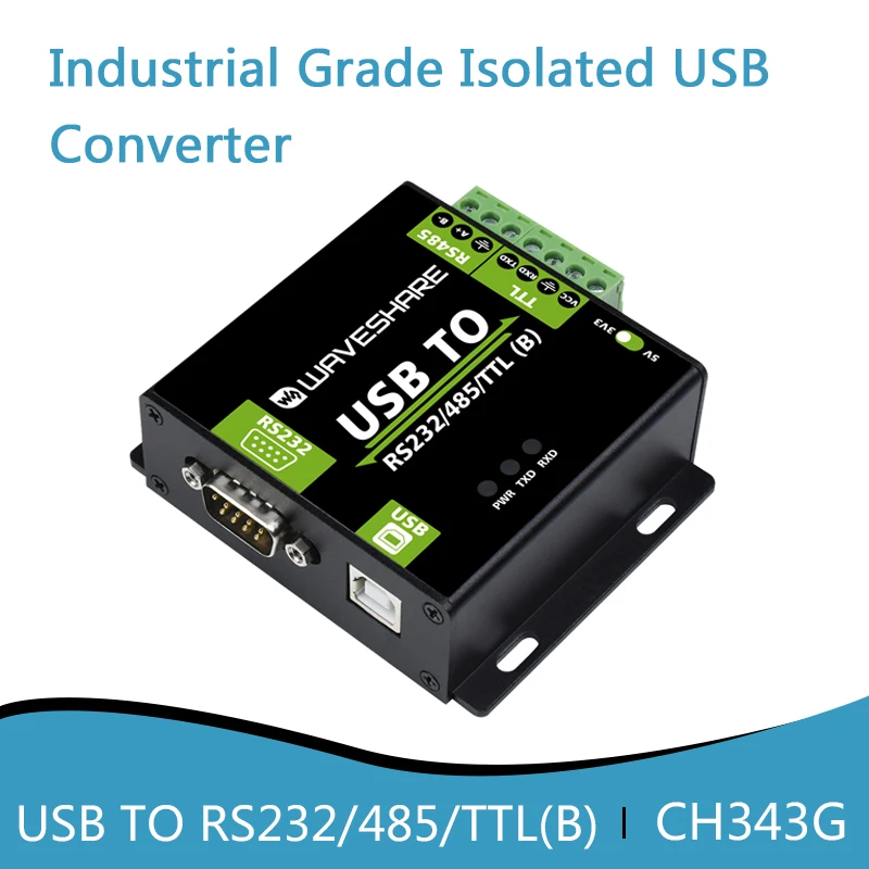 

Industrial Grade USB TO RS232/485/TTL (B) Converter CH343G Isolated USB Converter,Compatible Mac/Linu/Windows 11/10/8.1/8/7