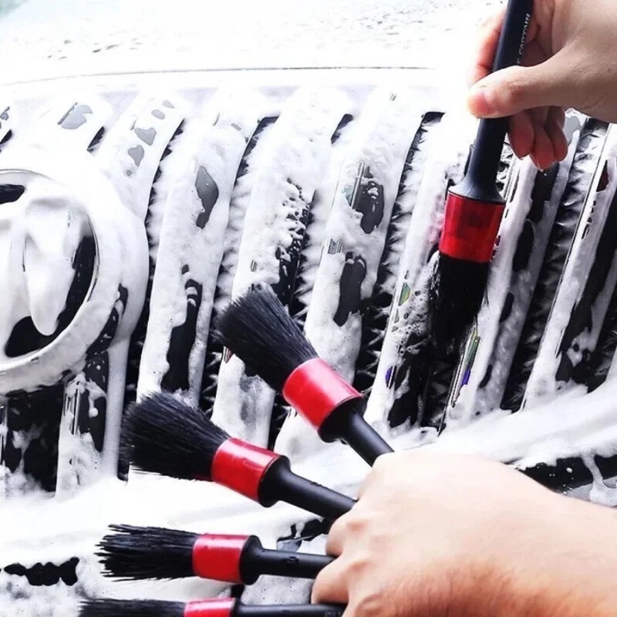 5PCS Car Detailing Brush Set Premium Fiber Multifunction Cleaning Brush For Cleaning Wheels Engine Interior Air Vents Wash Kit