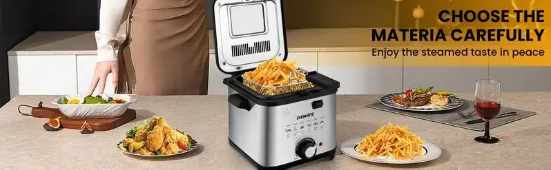 Description Picture 3 of itemSUSTEAS Deep Fryer with Basket,1500W Electric Deep Fryers Use with Temperature Control, Removable Lid and 2.5L Non-Stick Inner
