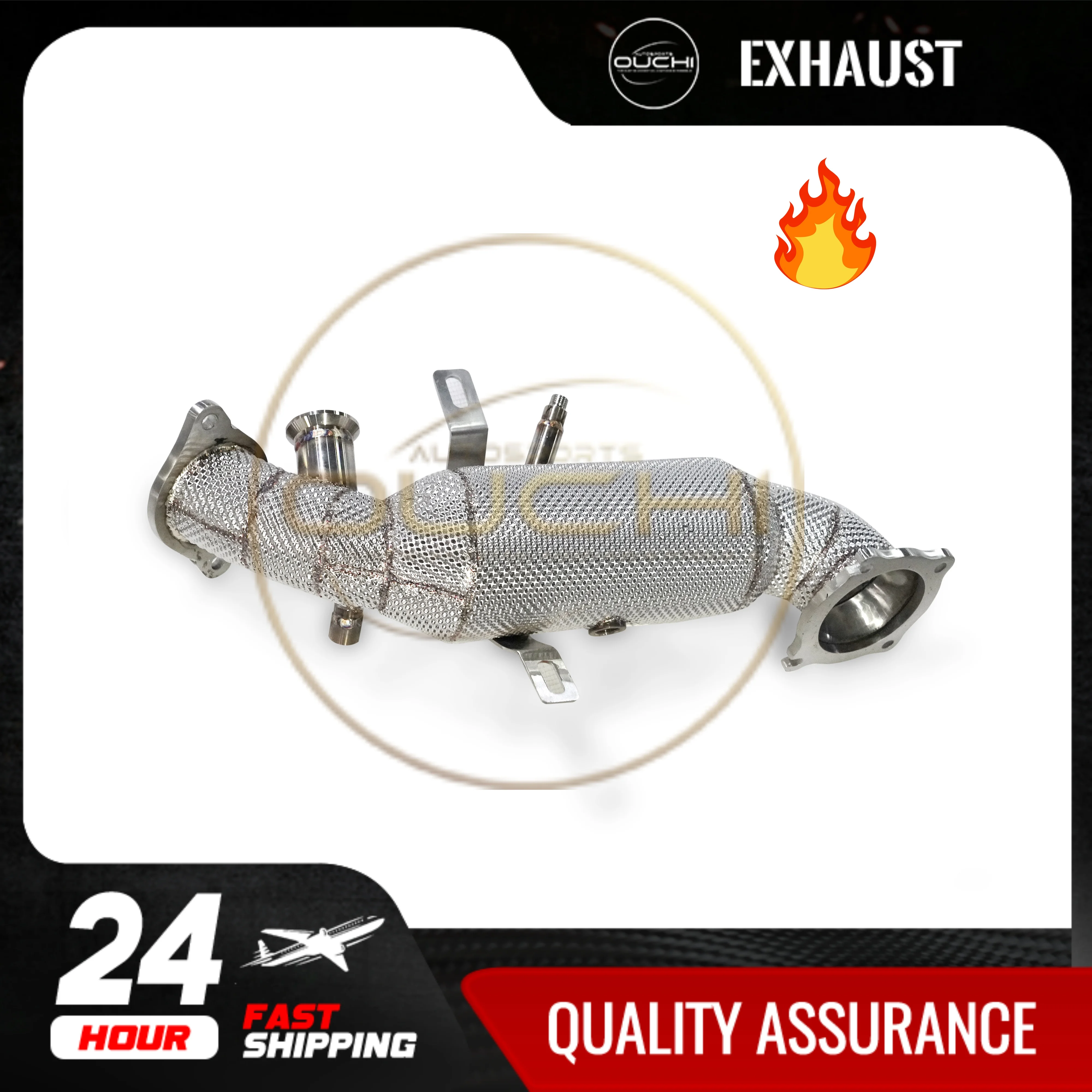 High Performance Downpipe For Alfa Romeo Giulia OUCHI Stainless Steel With Heat Shield Exhaust System Easy Install