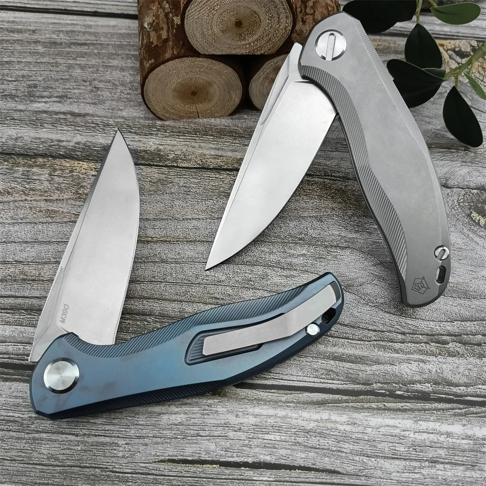 Bearing Flipper Assisted Pocket Folding Knife M390 Blade TC4 Titanium Alloy Handle Outdoor Tactical Knives Hunting Camping Tool 4