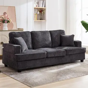 Chenille 3-Seater Couch with Deep Seats 1