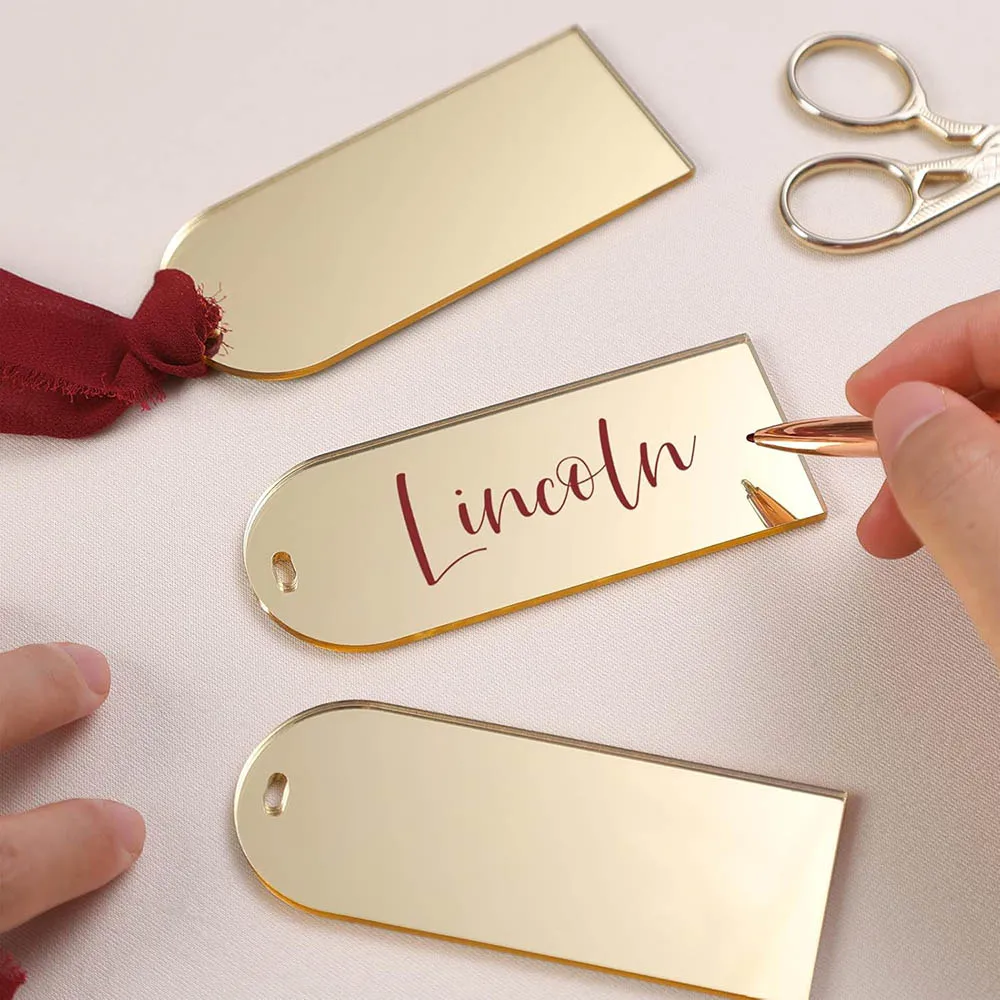 Gold Acrylic Place Cards,DIY Blank Hanging Tags,Perfect for Wedding Table Decor,Birthday,Centerpiece,Party,Anniversary,Event