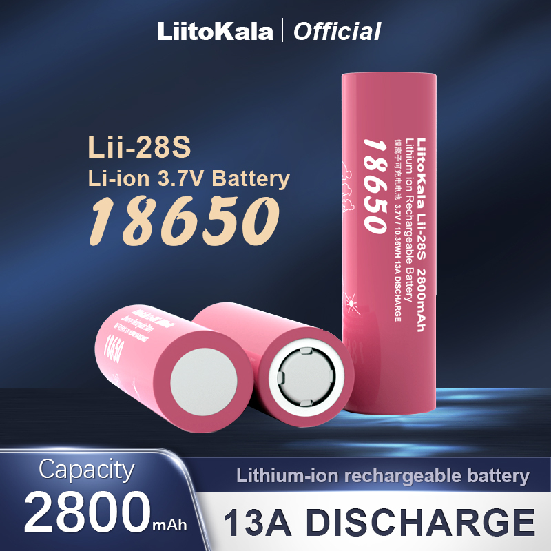 LiitoKala 18650 Battery 28S 3.7V 2800mAh 13A Power Lithium Rechargeable Battery for Electric Tools LED Flashlight Batteries