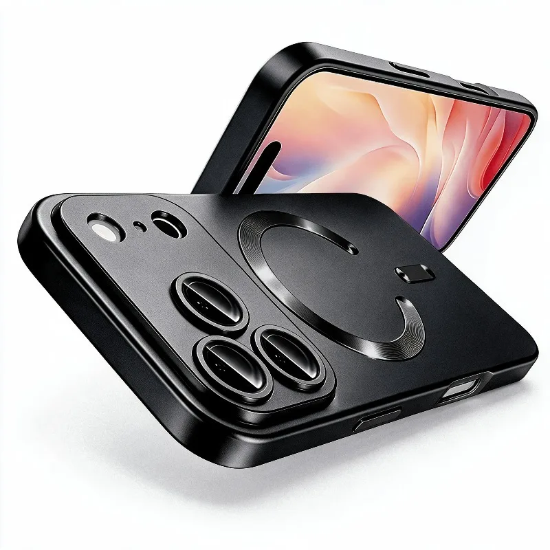 Enhanced Magsafe Magnetic Wireless Charging Silicone Case with Glass Lens Protection Cover