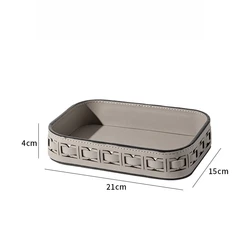 Contemporary Leather Vanity Tray - Minimalist Luxury Decor Accent (Grey - Storage Trays)