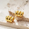 Manchette d'oreille plaquée or carillon pour femme, 3 couches, clip sans piercing, boucles d'oreilles sur les grimpeurs, boucle d'oreille faux cartilage, cadeau de clips