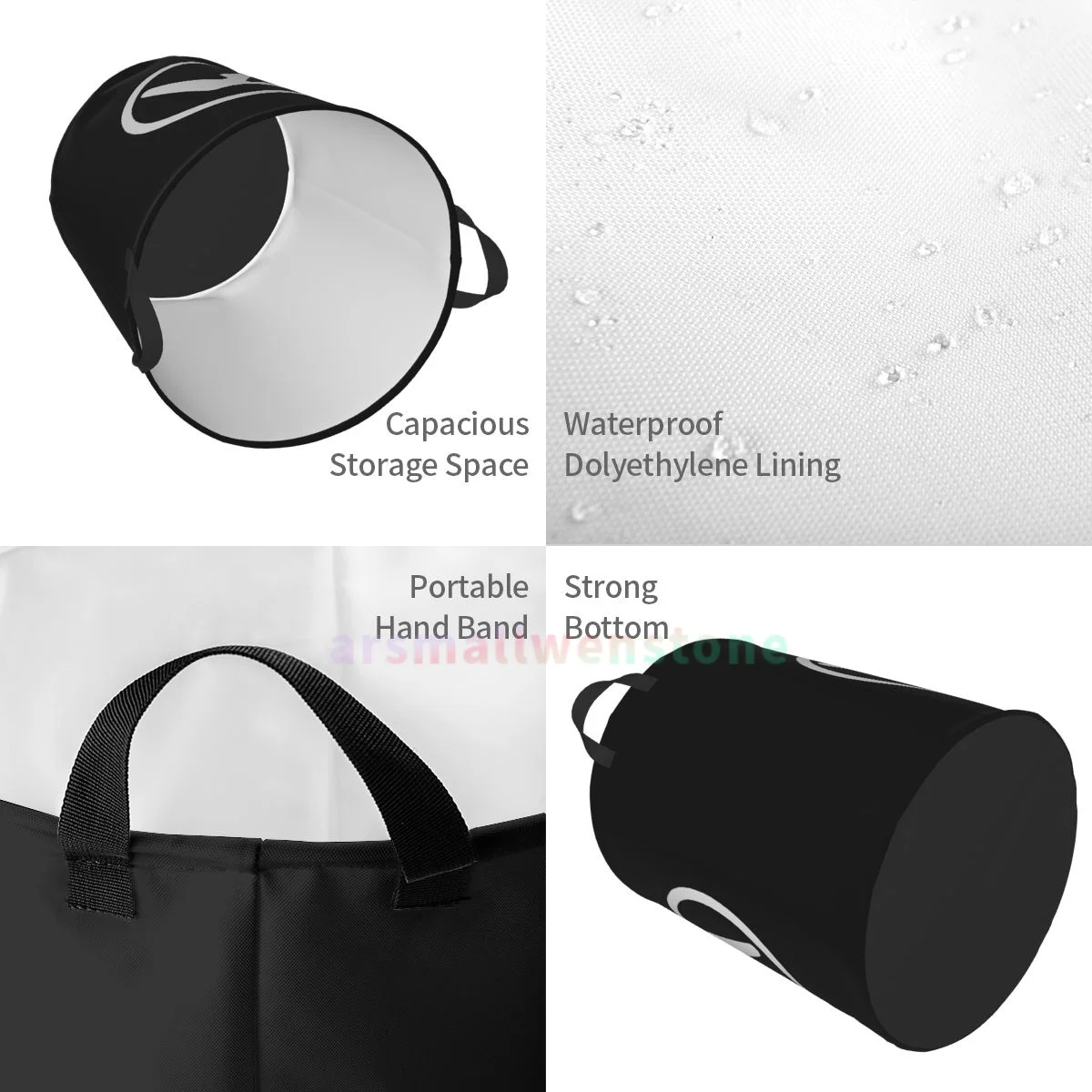 Aphex Twin Print Round Laundry Hamper Storage Basket Toys Clothes Organizer Bin for Home Bathroom Bedroom Dorm Nursery 4