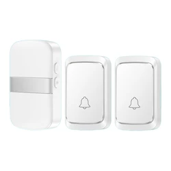 Wireless Smart Doorbell with 60 Chimes and Long-Range Remote Operability (Battery-Powered) (Silver 2B1R)