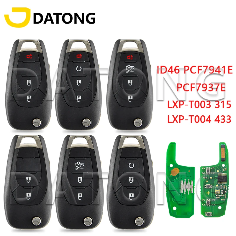 Datong-World Car Remote Key, Chevrolet Cruze, XL7, XL8, Trailblazer, Onix Tracker, vents RS, ID46, PCF7937, 79Rivière E 315, 433MHz Flip