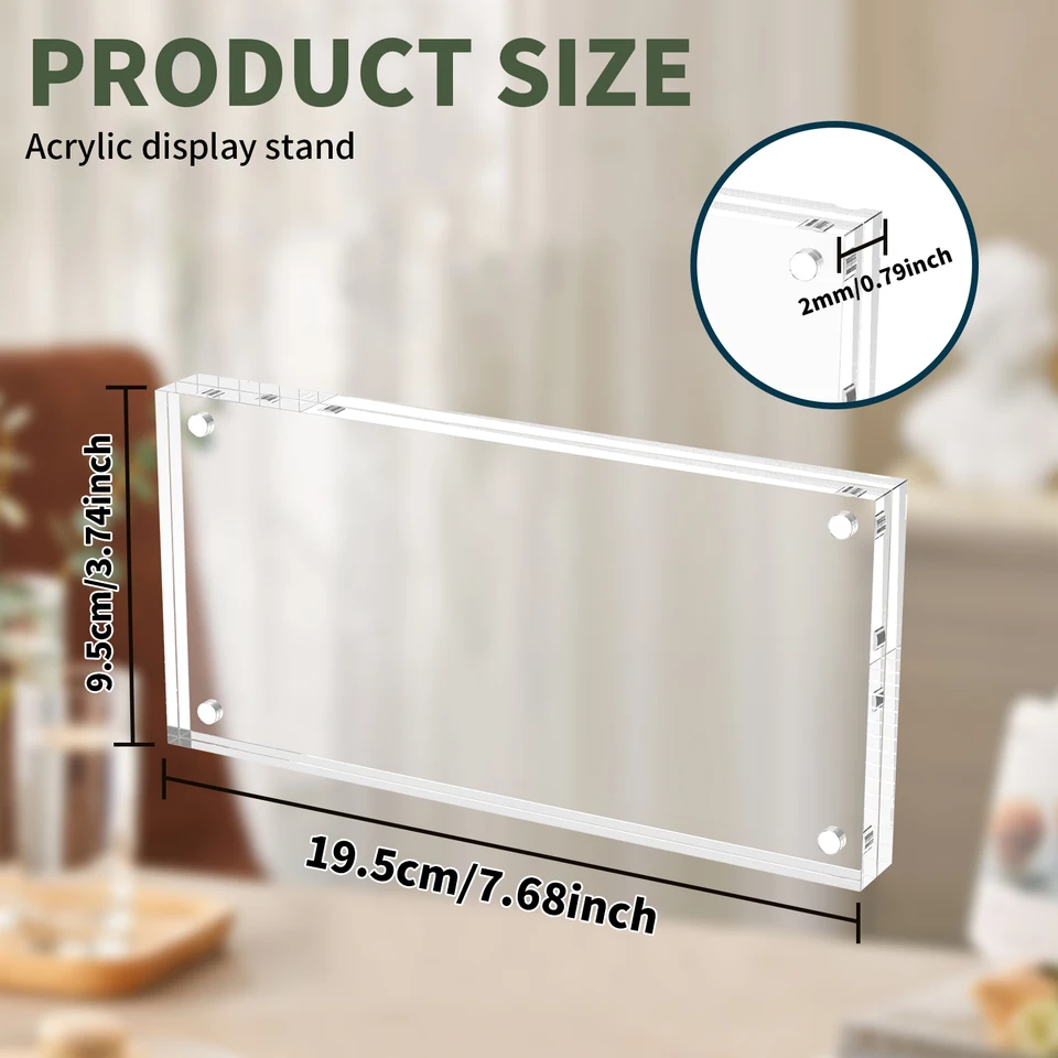 Acrylic Dollar Bill Display Frame - Double-Sided Magnetic Holder For Currency, Photos, Tickets, 7.4x3.6 Inch, Clear