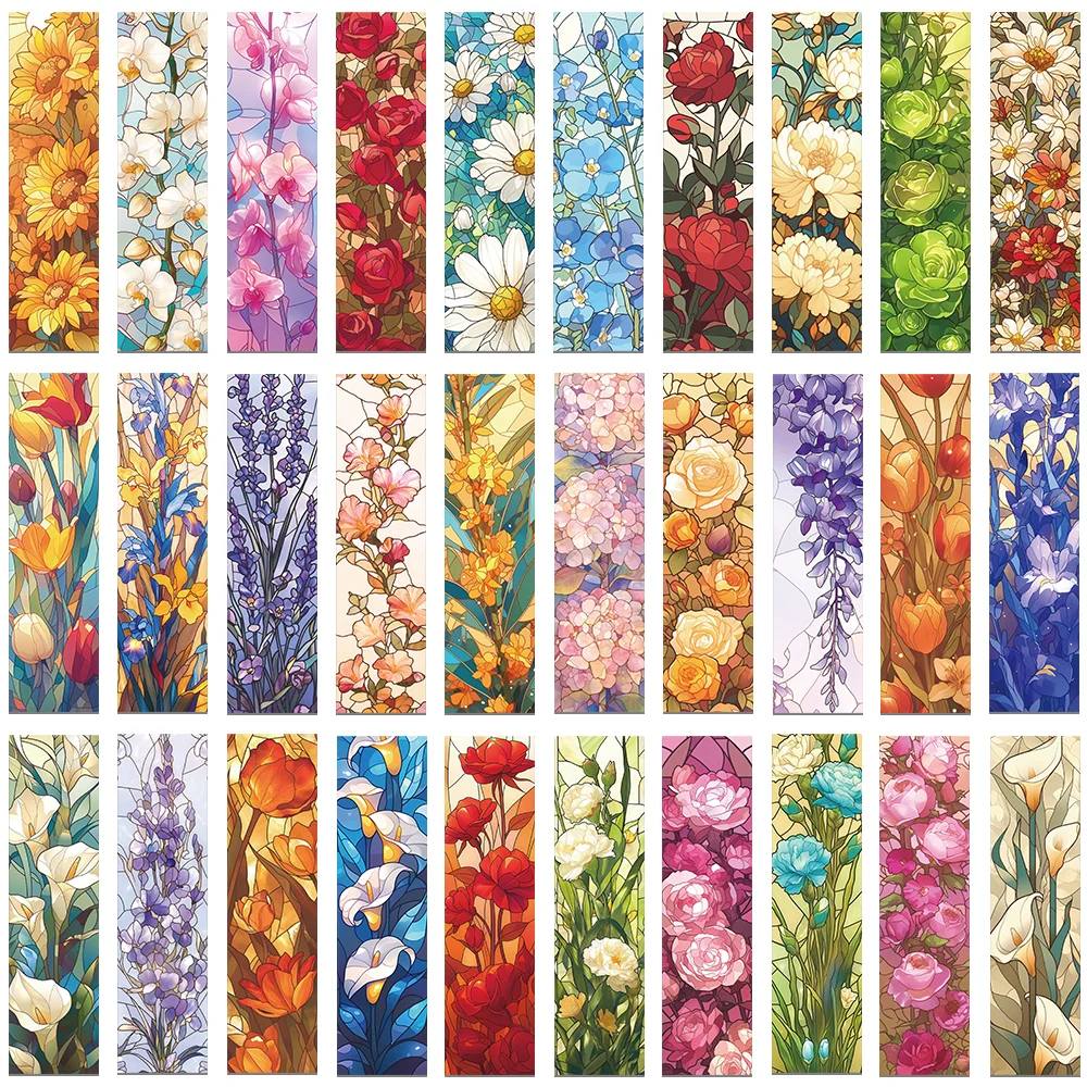 30 Stück florale Lesezeichen, Glasstruktur, Dekoration, Studenten, Büro, Lesebücher, Buchseite, Beschriftung, kreative DIY-Nachrichtenkarte – Detail 2