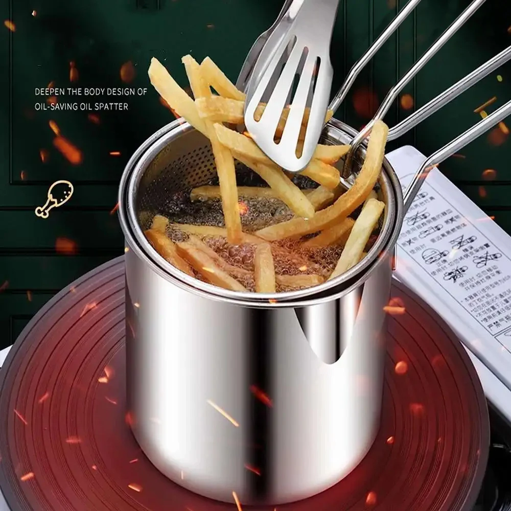 Description Picture 3 of itemStainless Steel Deep Fryer With Frying Basket Multifunctional Small Pot Kitchen Specific Frying Chicken And Other Cooking Tools