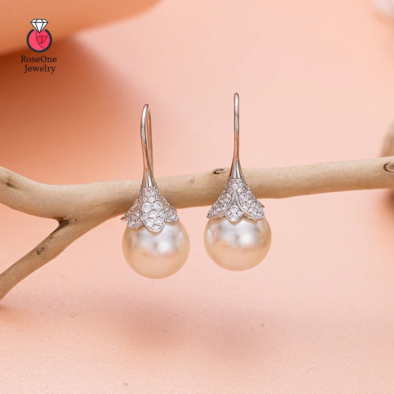 

RoseOne Jewelry Elegant and Fashionable Women's Water Drop Pearl Earrings Wedding Jewelry Birthday Gifts