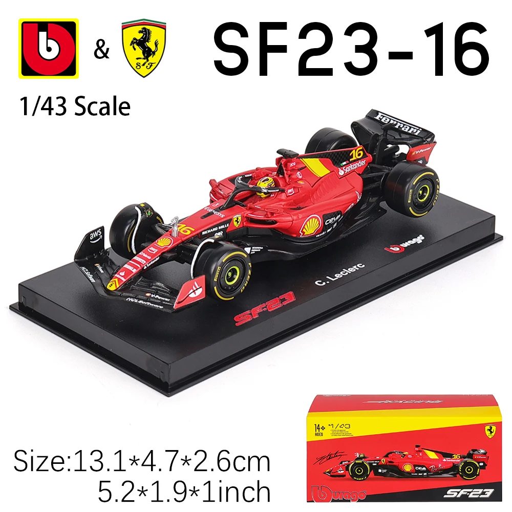 Die Cast Car Model Bburago 1:43 F1 Scuderia Ferrari SF24 SF23 #16 lecler #55 sainz jr alloy luxury die cast car model toy series