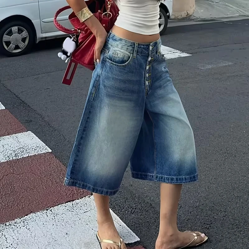 Women's Shorts Denim Shorts Casual Loose Fit Stretch Bermuda Jean Shorts for Summer Street Style