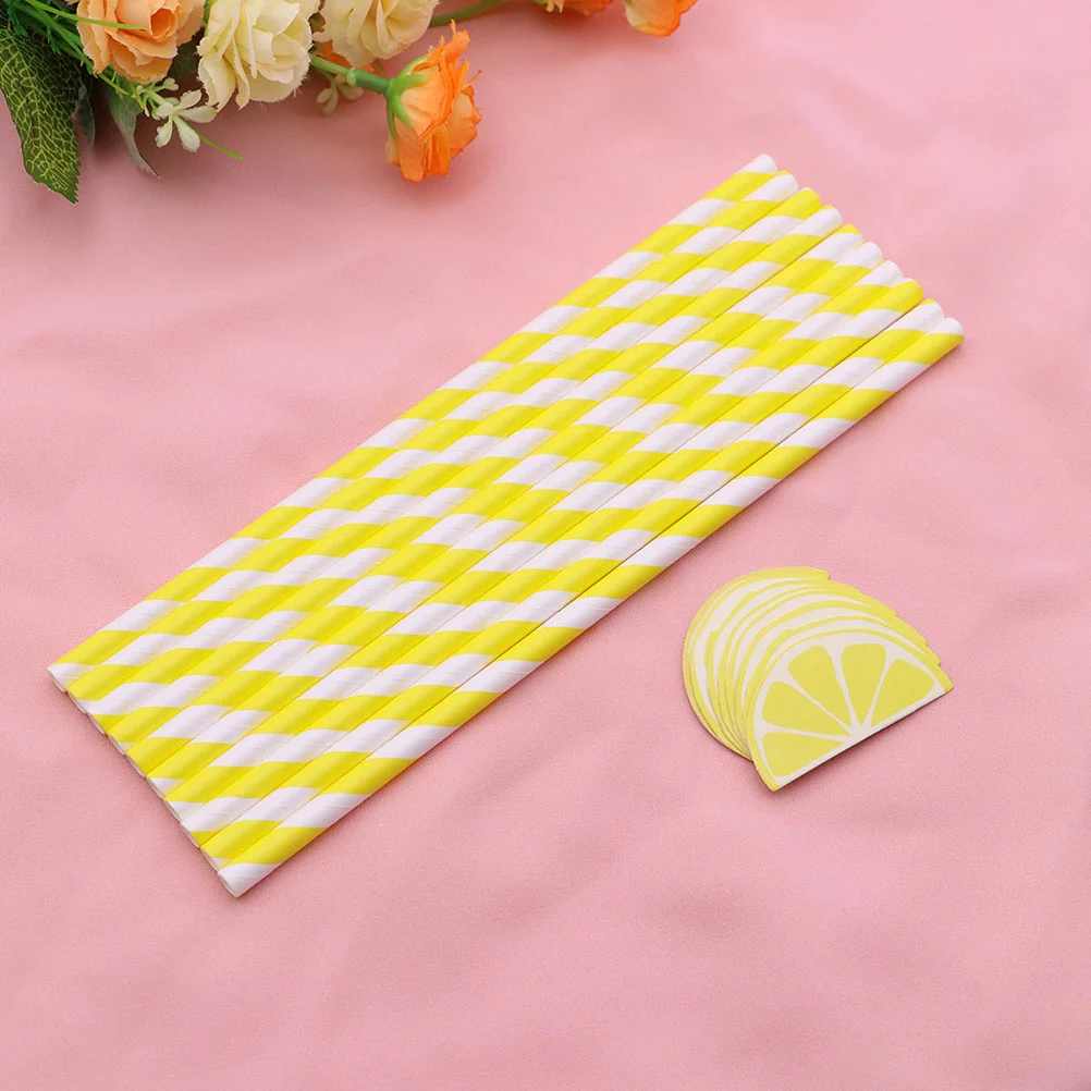 30pcs Hawaii Straws Fruit Paper Straws Party Supplies for Drinking