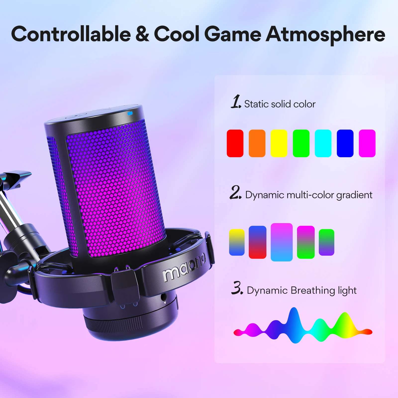 Maono Dgm20s Microfone Condensador Usb Rgb Cancelamento de Ruído com Microfone Luz Rgb Uma Tecla Mudo - Image 6