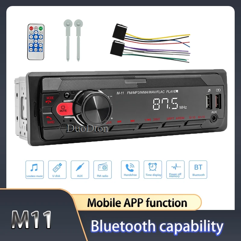 DuoDton Car Radio Audio 1 Din Bluetooth Stereo Hands-Free Calling MP3 Player FM Receiver With AUX/USB/TF Card In Dash Kit