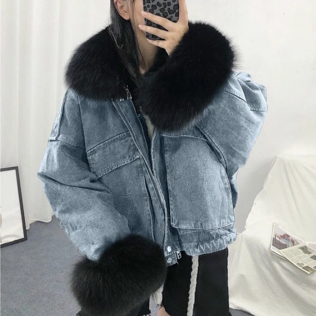 Denim Jacket Collar Cuffs and Fronts Fox Fur Removable Furs - Etsy | Women denim  jeans, Vintage denim jacket, Denim women