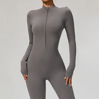 TRY TO BN Women's Jumpsuit Long Sleeve Zipper Shapewear Bodysuit Yoga Fitness One Piece Tights Gym Clothing Mono Deportivo Mujer - Image 3