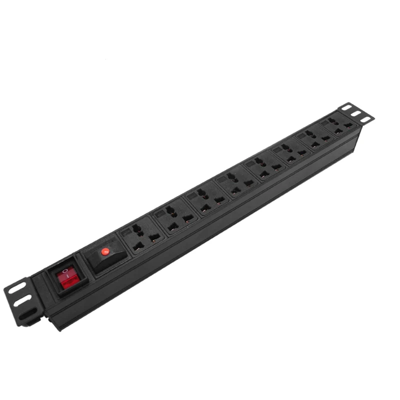 

Aluminum Alloy PDU Cabinet Power Extension Socket with Double Break Switch 19 inch standard Industrial Socket 8AC Outlets
