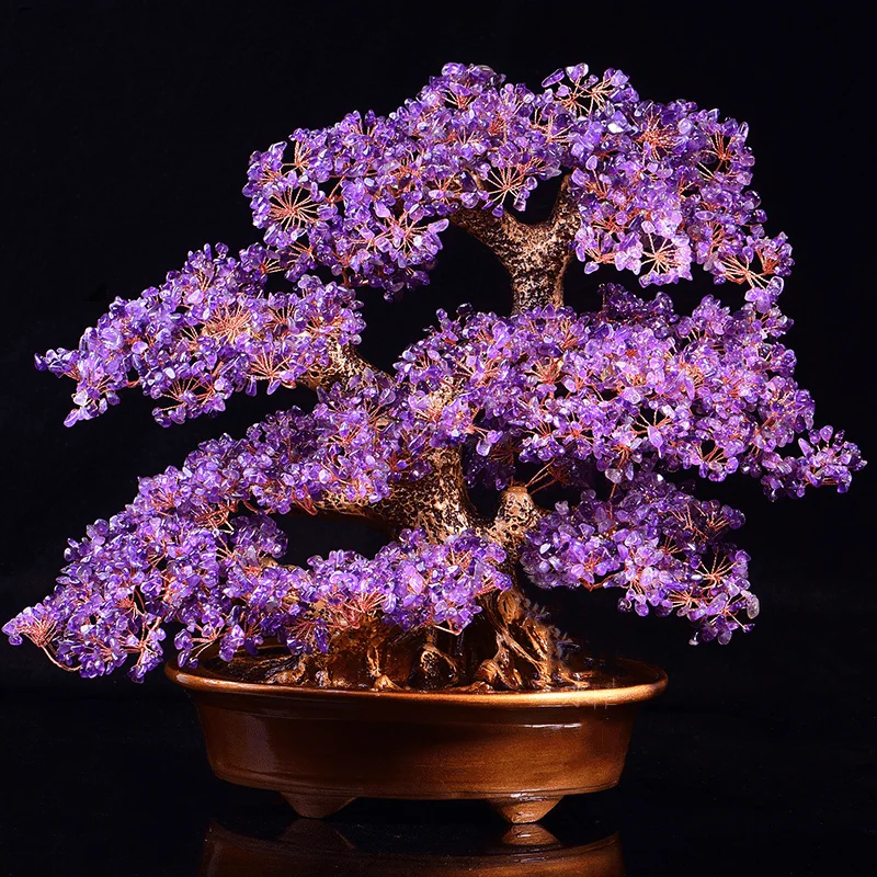 Natural amethyst fortune tree decoration living room television cabinet home decoration crafts gifts desk decoration Wedding