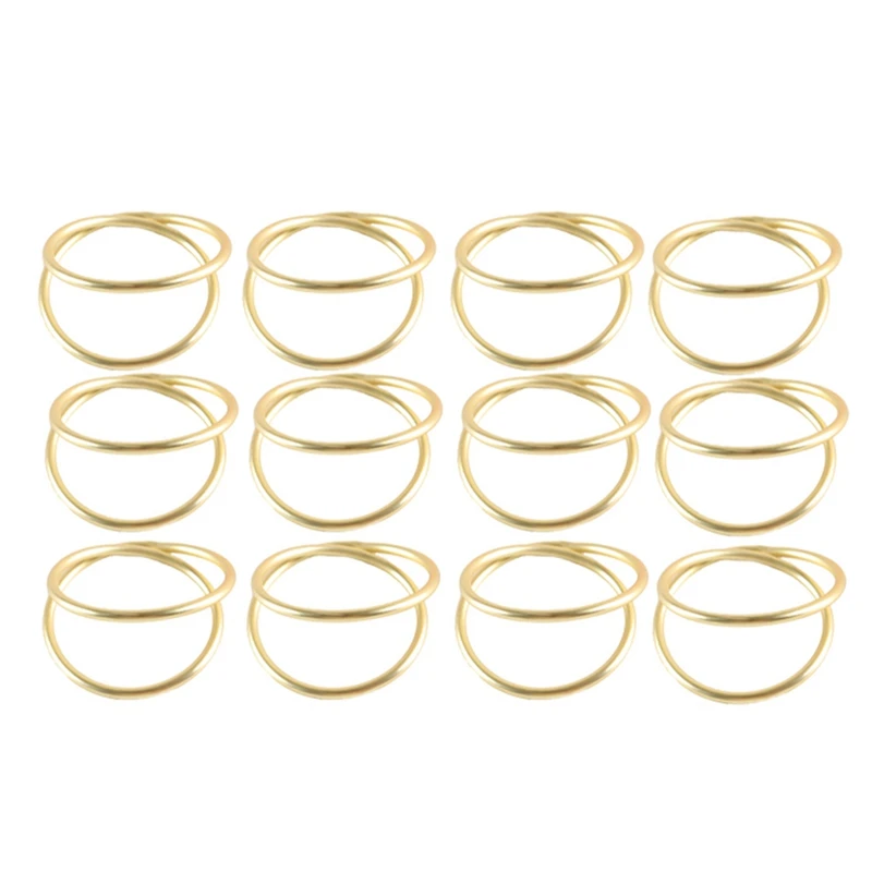 

12 упаковок простых дизайнерских золотых колец для салфеток на свадьбу, День благодарения, Рождество, праздничный обеденный стол, прочный, высокое качество