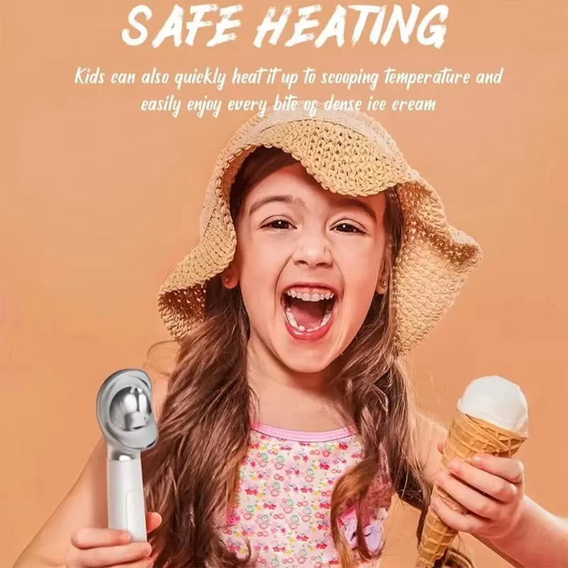 Electric Heated Ice Cream Scoop Rechargeable Scooper For Hard Icecream Self Warming Spoon Rust-proof Metal Easy Clear Gadgets