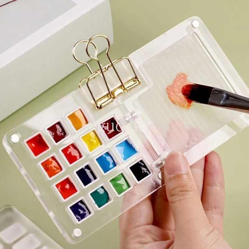Paint Tray Color Palette Watercolor Palette Watercolor paint palette portable art transparent acrylic mini painting Iron box high-value moisturizing color palette