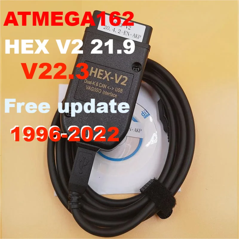 

[2022 HOTSALE] VAG COM 22.3 Obd2 Scanner HEX V2 VAG COM 21.9 FOR VW AUDI Skoda Seat ATMEGA162 Multi-language VAGCOM HEX V2