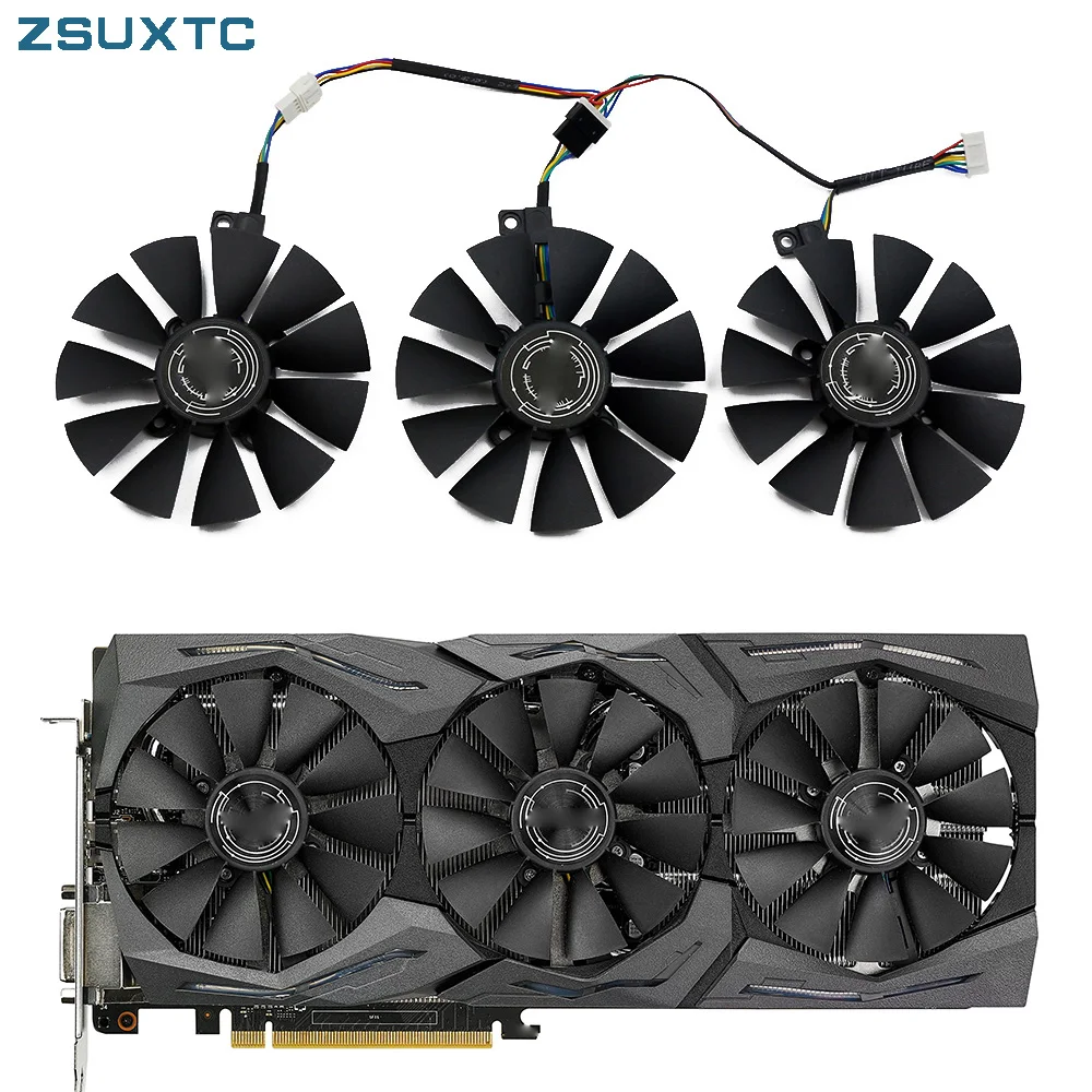 Placa de Vídeo Fan Cooler Substituição para Asus Strix Gtx 1070 oc 1080 1060 1080ti Rx480 Gtx1080 T129215su 6pin 87 mm