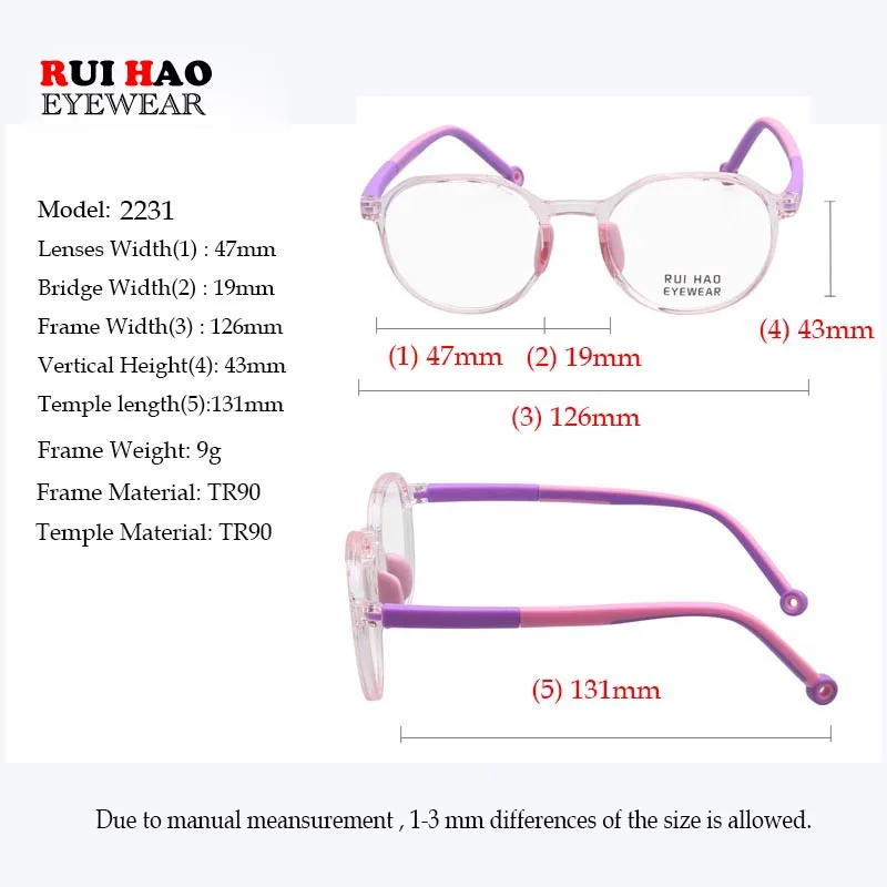 TR90 Kids Glasses Frame Myopia Prescription Eyewear Amblyopia Child Spectacle Student Eyeglasses Frame Boy Girl Glasses
