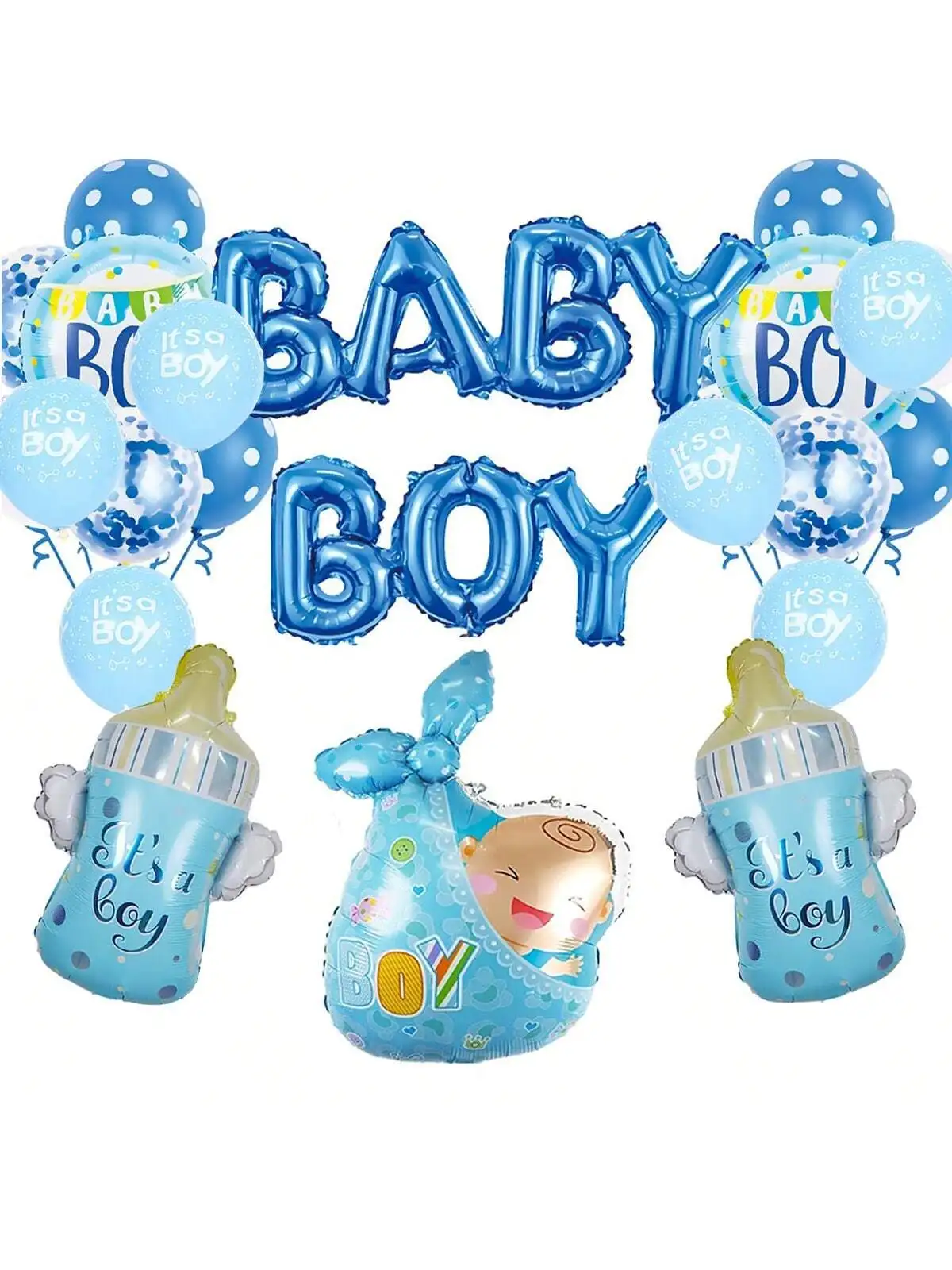 21-teiliges Babyparty-Dekorationsset für Geschlechtsenthüllung, Folienballons, Baby-Jungen-Ballons, Es ist ein Junge Ballons – Detail 1