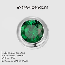 Elegant Stainless Steel Rhinestone Birthstone Necklace Pendant - Fashion Jewelry DIY Accessory (MAY - Silver Color)