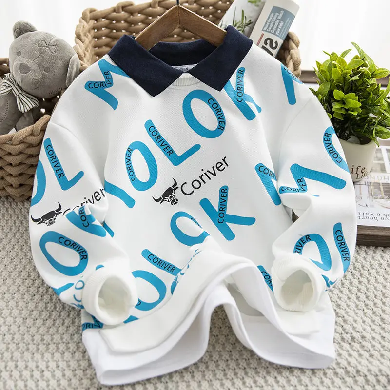 Toddler Baby hoodie Girls Fashion Sweatshirts Kids Boys Long Sleeve Cartoon Tees Children Letter Print Cute Print Outerwear