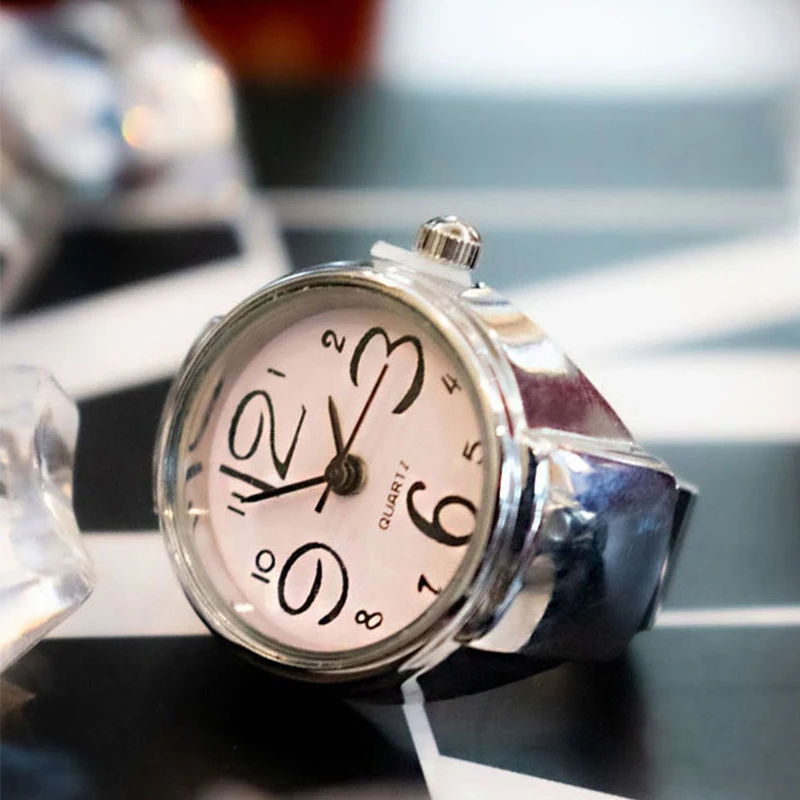 Vintage Punk Quartz Finger Pocket Watch Ring for Women Men Goth Clock Rings Digital Watch Elastic Stretchy Rings Jewelry Gift 6