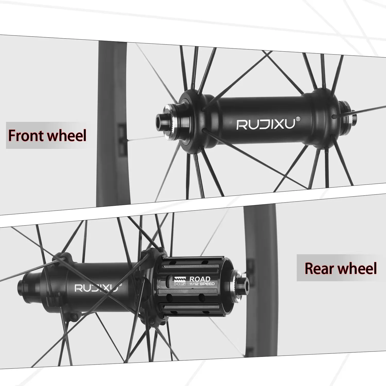 Description Picture 6 of itemRUJIXU 1380g 700C ultra-light wheelset 30/40/50mm high road bike wheel set V/C brakes with disc brakes aluminium alloy wheelset