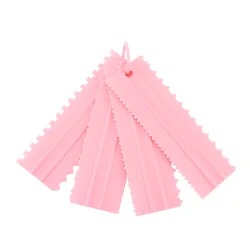 Irregular Teeth Edge Cream Scraper for Cake Decorating and Pastry Cutting (4pcs pink)