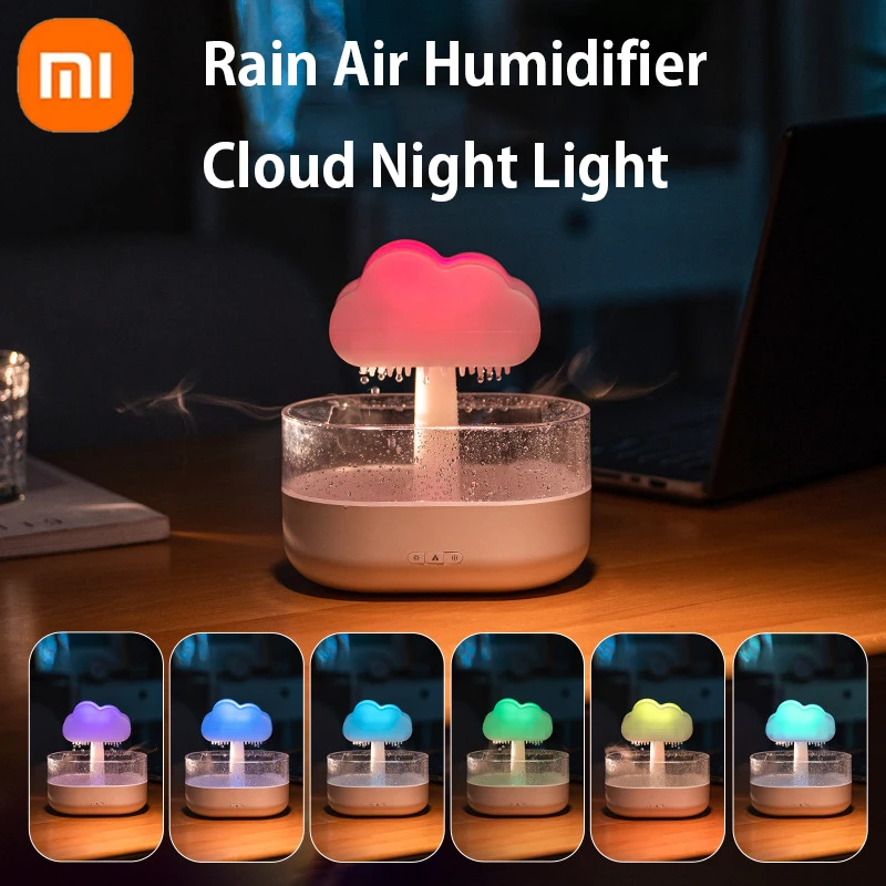 

Xiaomi Rain Cloud Night Light Humidifier With Raining Water Drop Sound And 7 Color Led Light Essential Oil Diffuser Aromatherapy